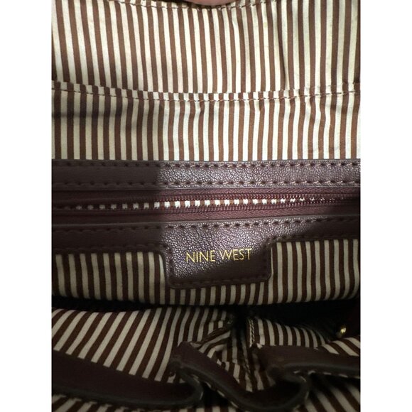 Nine West 15" x 9" x 4" Burgundy Tote Bag With Dual Handles & Adjustable Strap - Picture 11 of 12